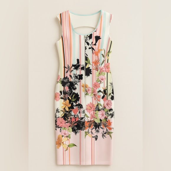 Julian Taylor Size 12 Sleeveless Floral Dress | Retro Summer Midi Summer Spring - Picture 3 of 5